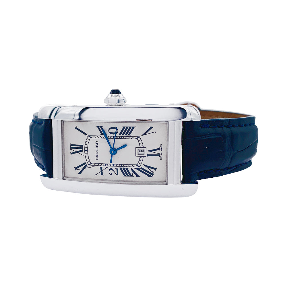 Cartier watch, "Tank Américaine", white gold.