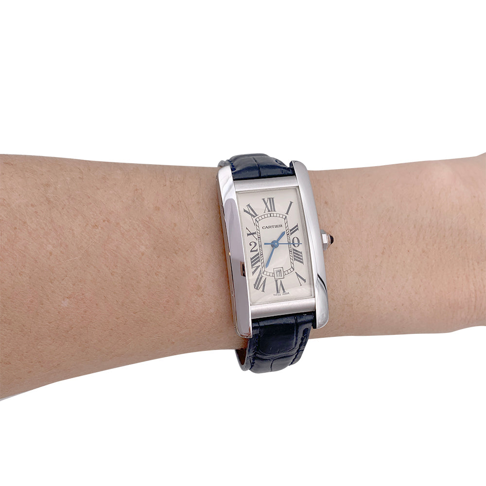 Cartier watch, "Tank Américaine", white gold.