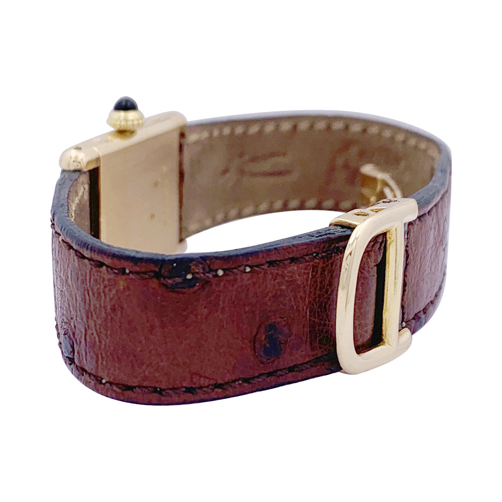 Cartier "Tank Louis Cartier" watch, yellow gold, leather.