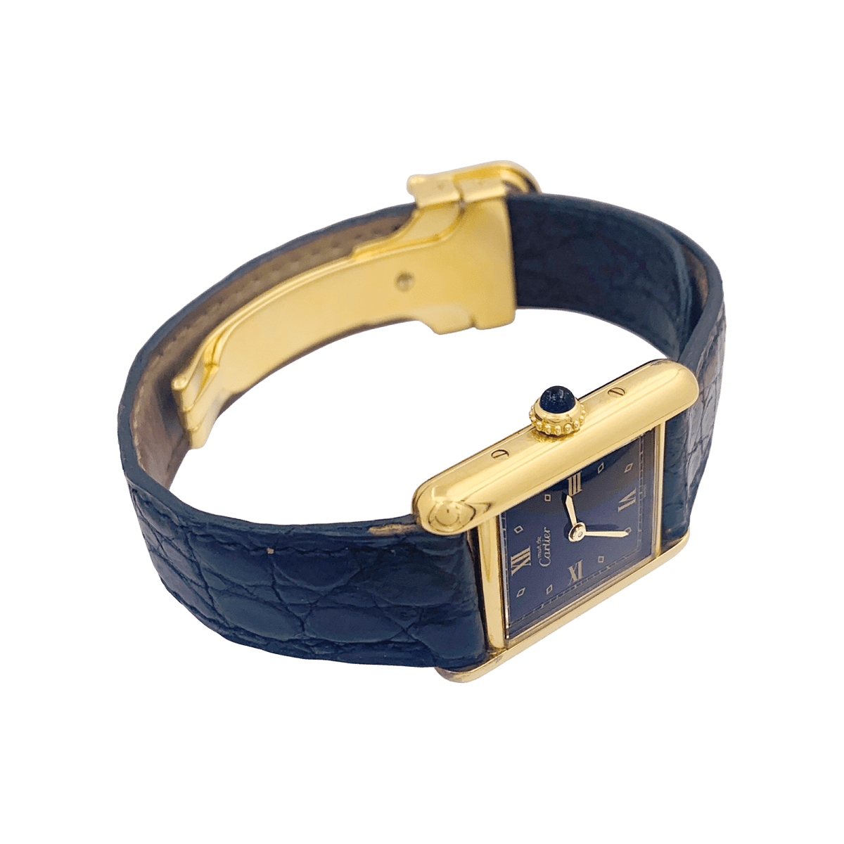 Montre Cartier "Tank Must" argent plaqué or, cuir. - Maison Eloe