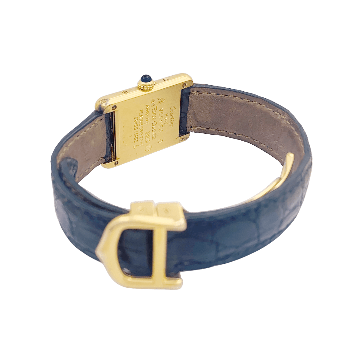 Montre Cartier "Tank Must" argent plaqué or, cuir. - Maison Eloe