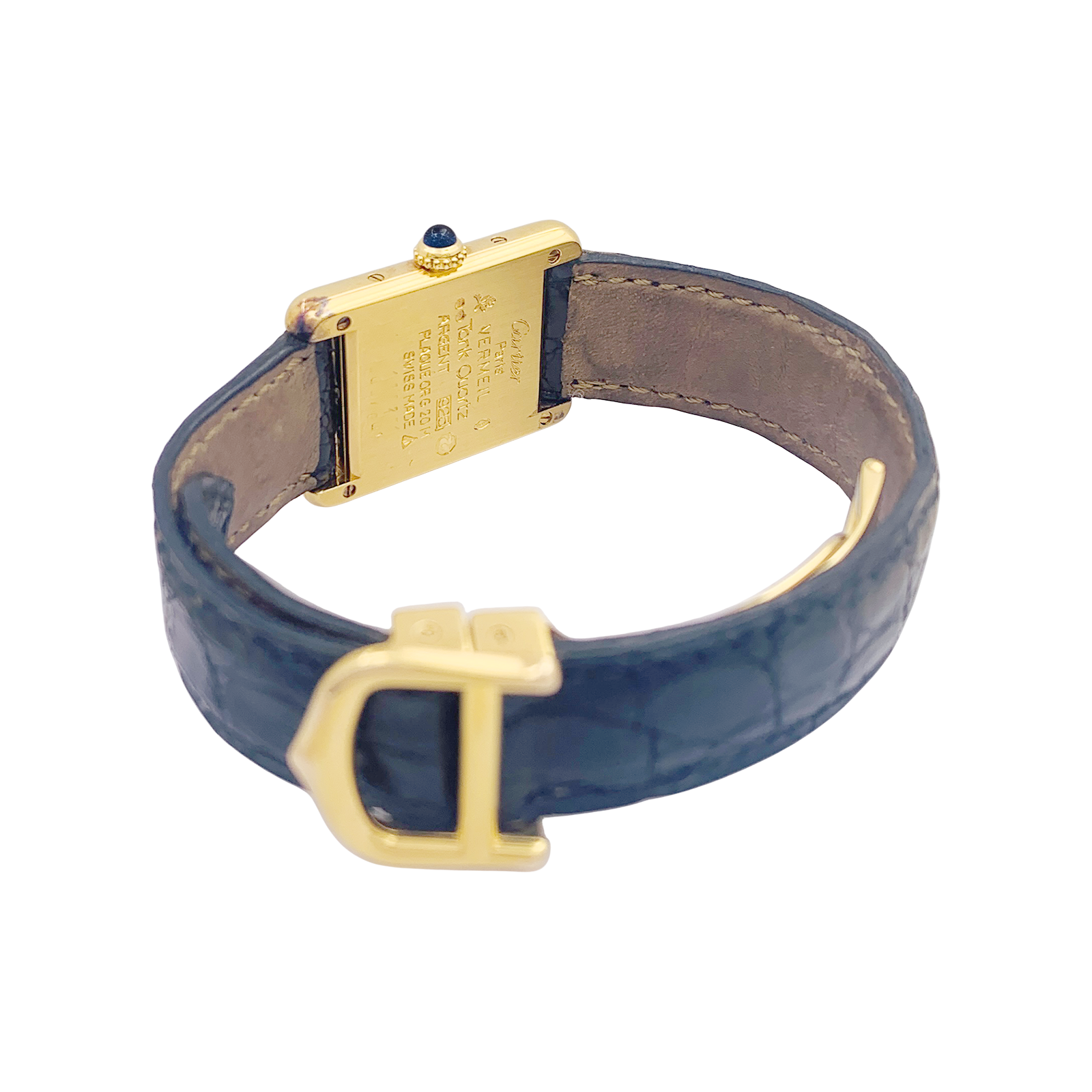 Cartier "Tank Must" watch, gold-plated silver, leather.