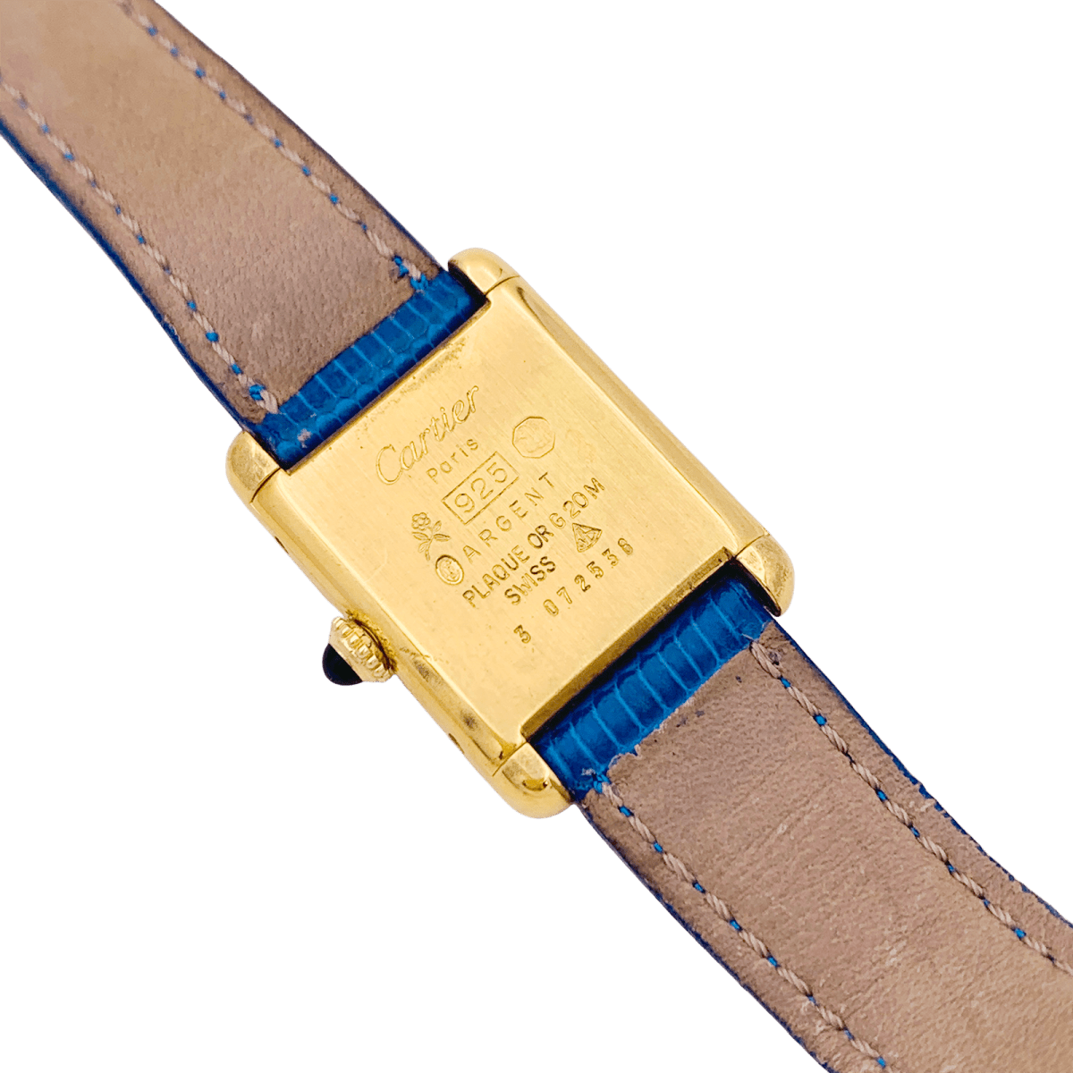 Montre Cartier "Tank Must" argent plaqué or, cuir. - Maison Eloe