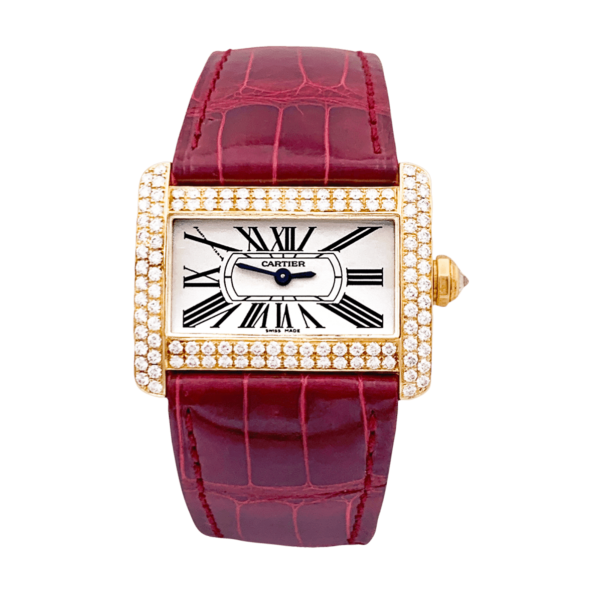 Montre Cartier, "Tank Divan", or jaune et diamants. - Maison Eloe
