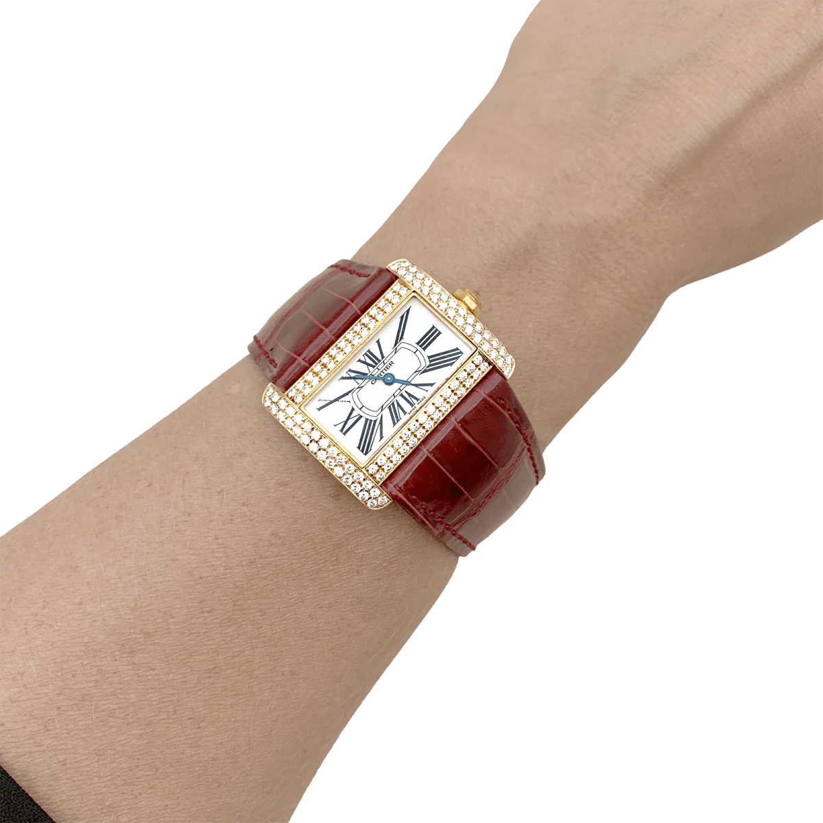 Montre Cartier, "Tank Divan", or jaune et diamants. - Maison Eloe