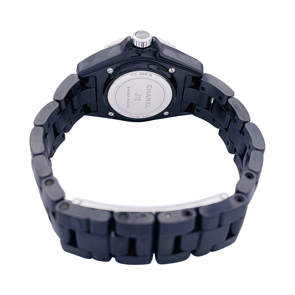 Chanel watch, "J12", black ceramic, steel.
