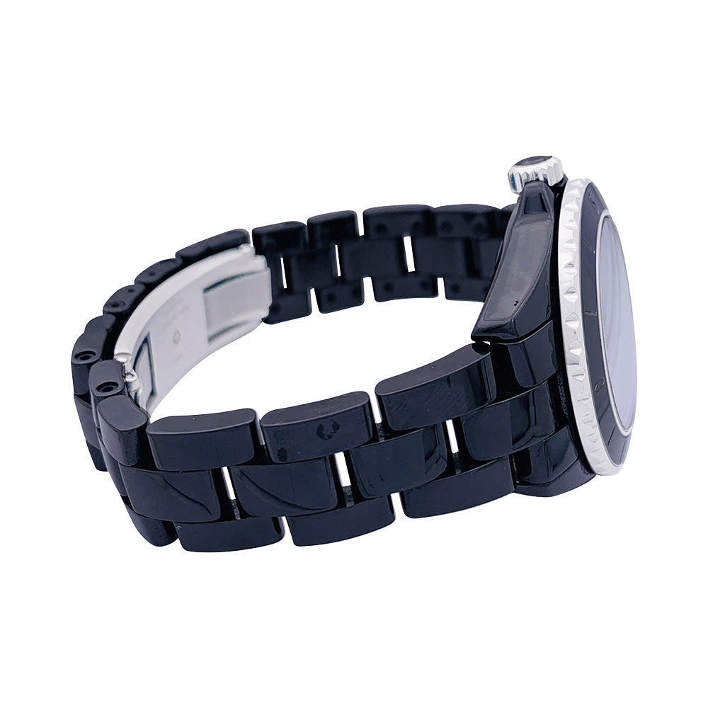 Chanel watch, "J12", black ceramic, steel.