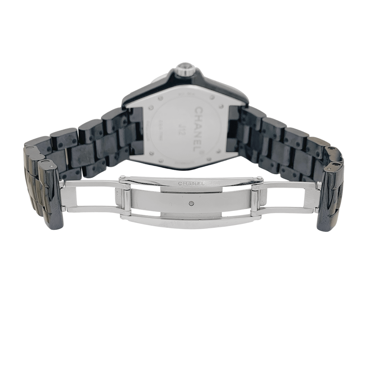 Montre Chanel, "J12", céramique noire, diamants. - Maison Eloe