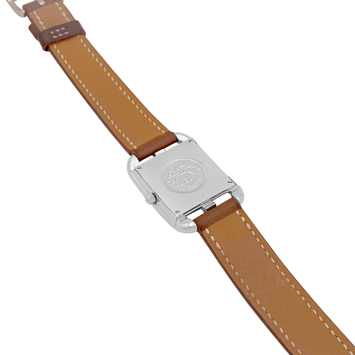 Montre Hermès, "Cape Cod", acier, cuir. quartz - Maison Eloe