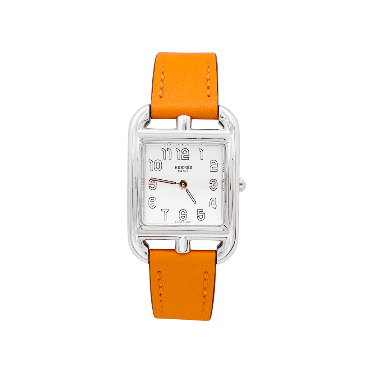 Montre Hermès, "Cape Cod", acier sur cuir. - Maison Eloe