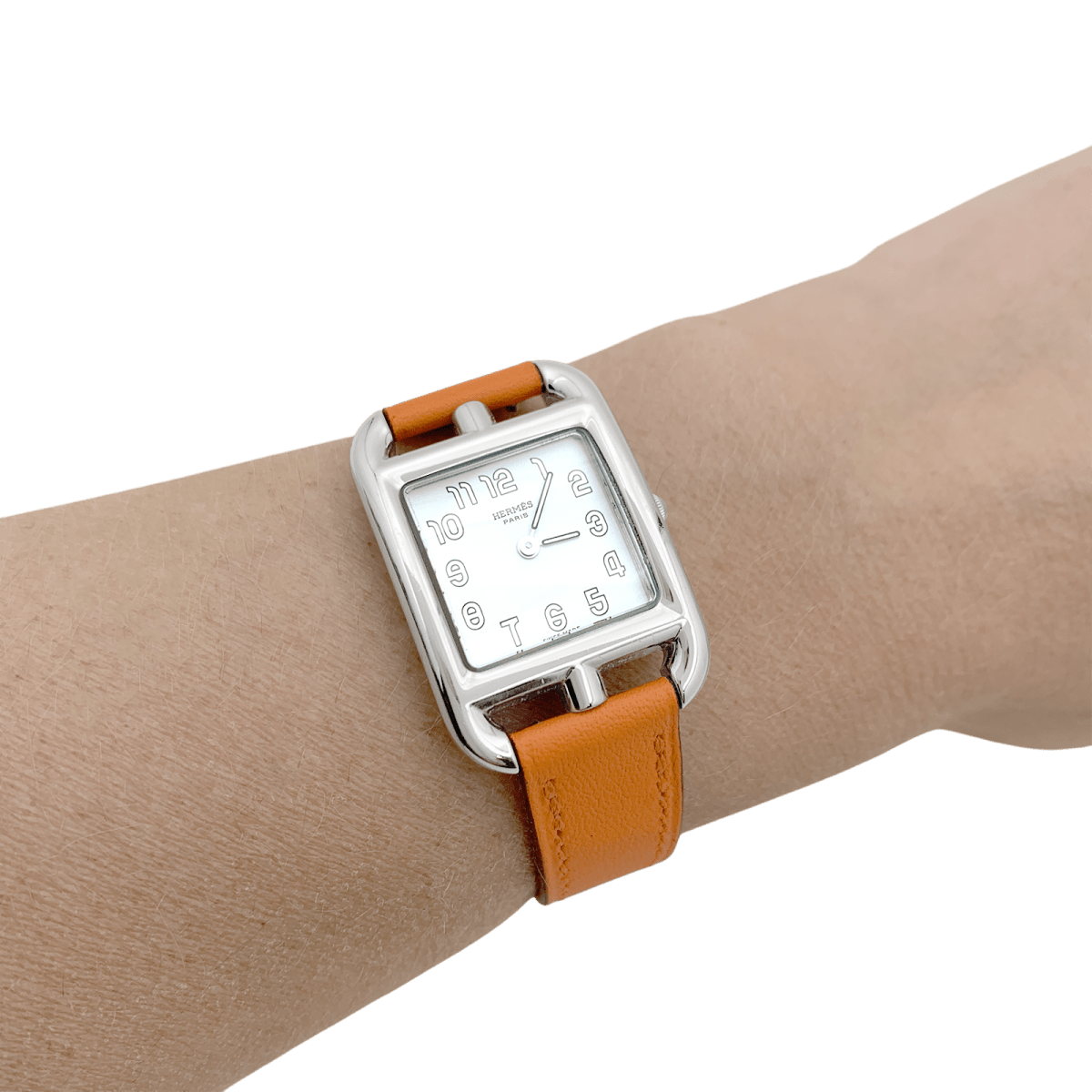 Montre Hermès, "Cape Cod", acier sur cuir. - Maison Eloe
