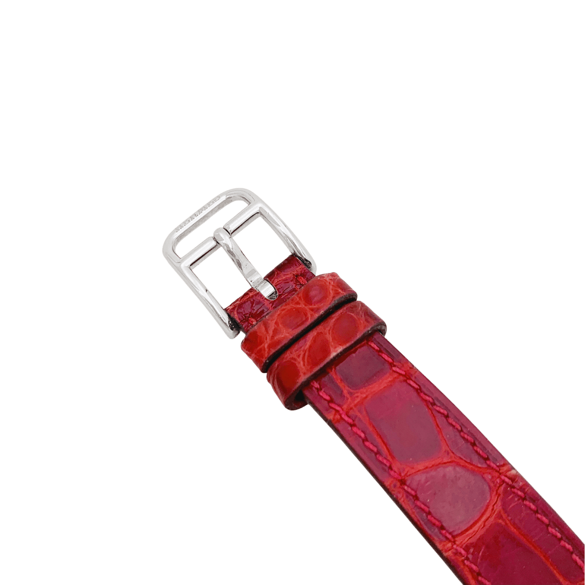 Montre Hermès modèle "Cape Cod Tonneau" en acier et diamants sur cuir. - Maison Eloe