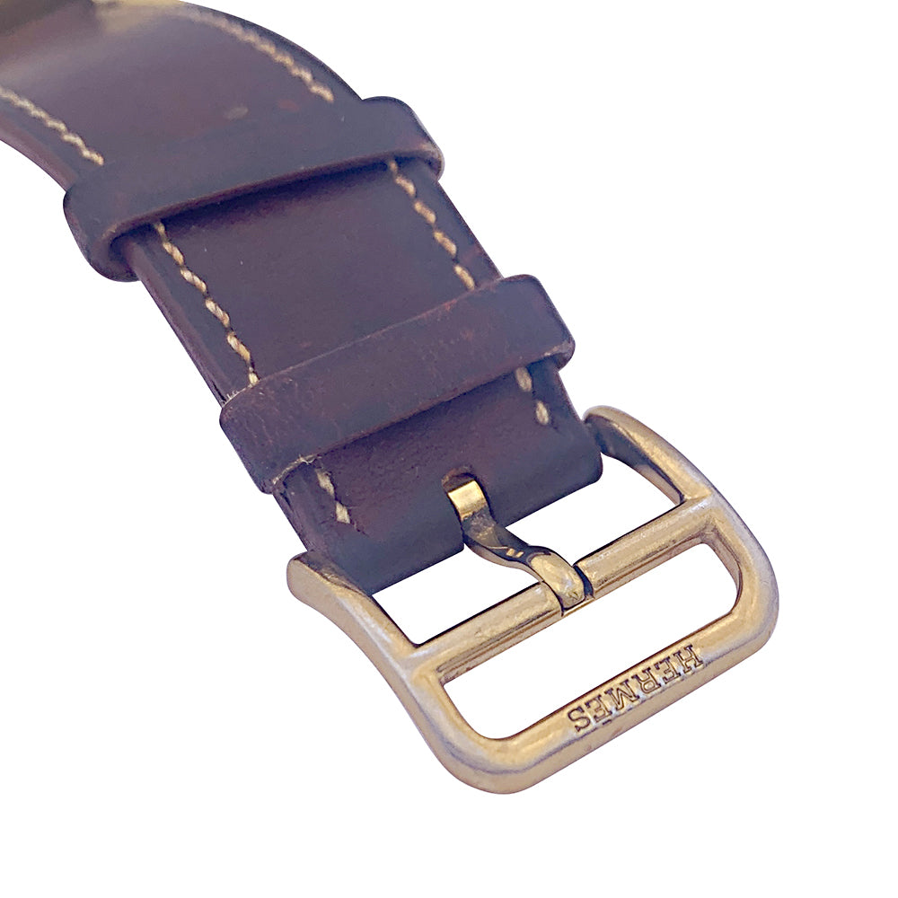 Hermès watch, "Heure H", gold plated, steel on leather.
