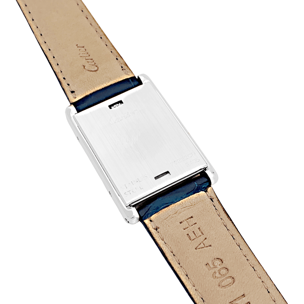 Montre Cartier, "Tank Basculante", acier, cuir. - Maison Eloe