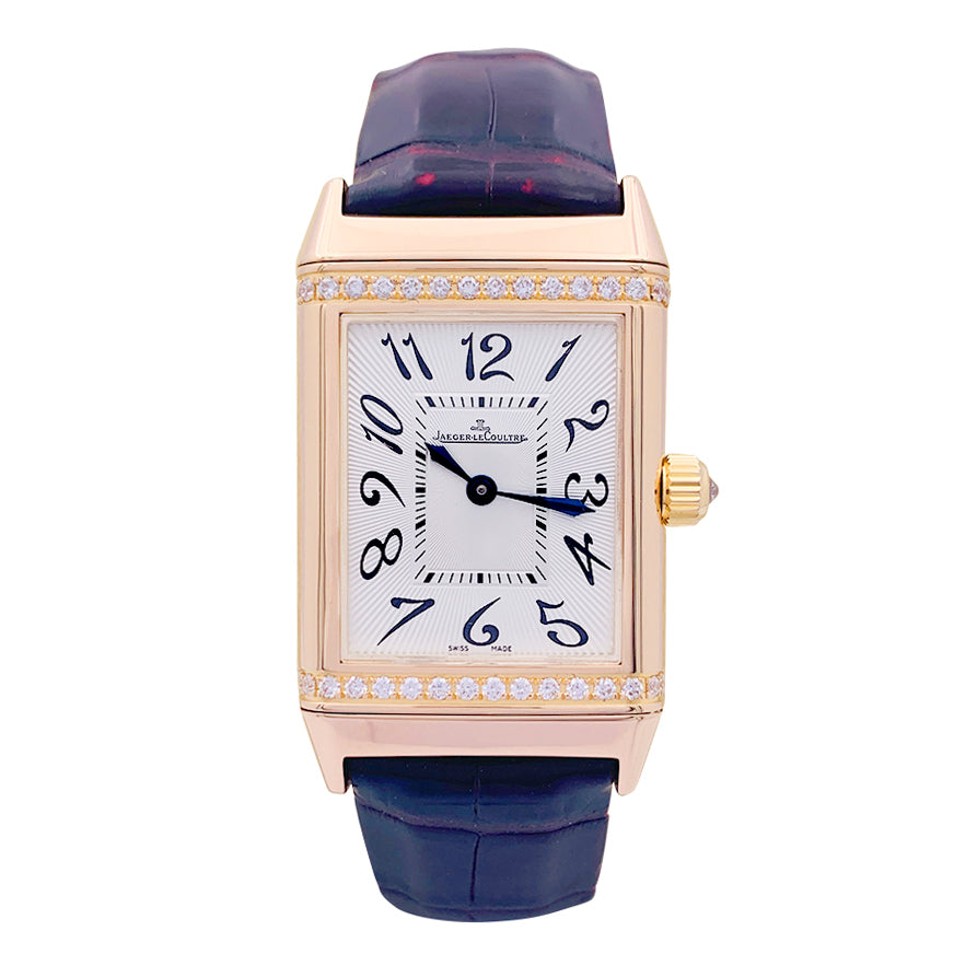 Montre Jaeger-LeCoultre, "Reverso Duetto", en or rose et diamants.