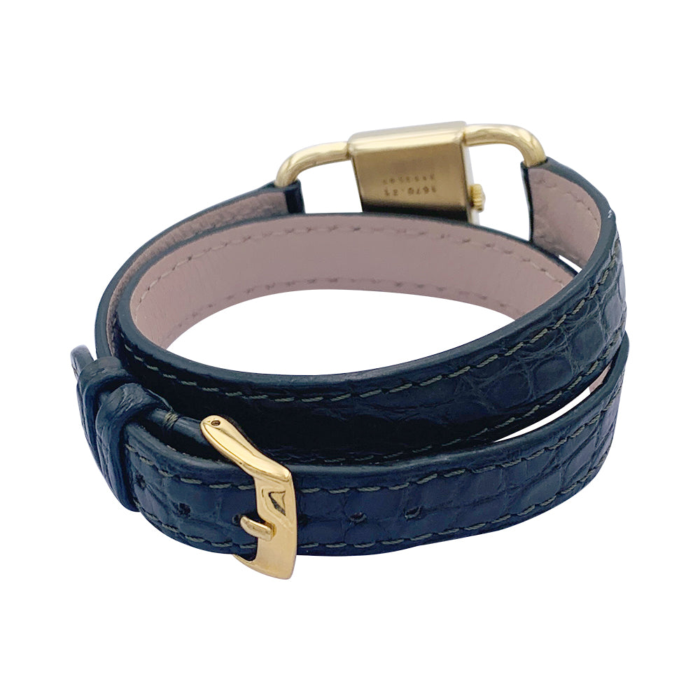 Jaeger-Lecoultre watch, "Etrier", yellow gold, leather.