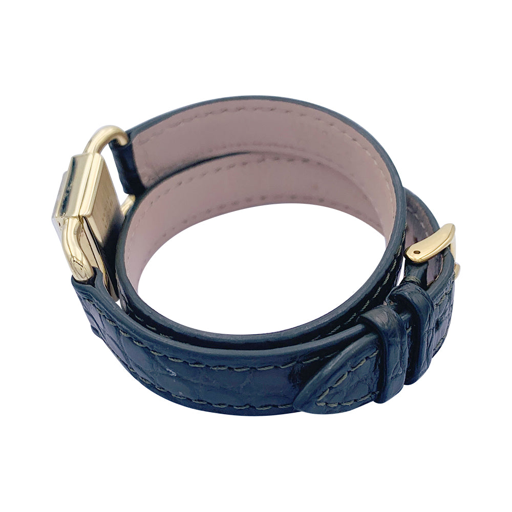 Jaeger-Lecoultre watch, "Etrier", yellow gold, leather.