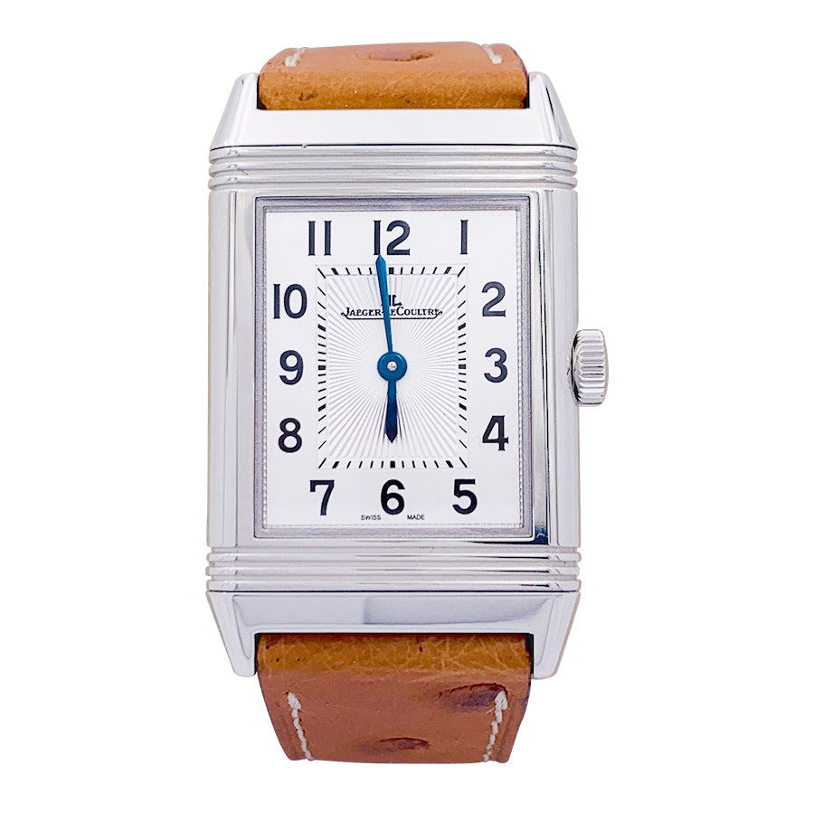 Montre Jaeger Lecoultre, "Reverso Classic", acier, cuir.