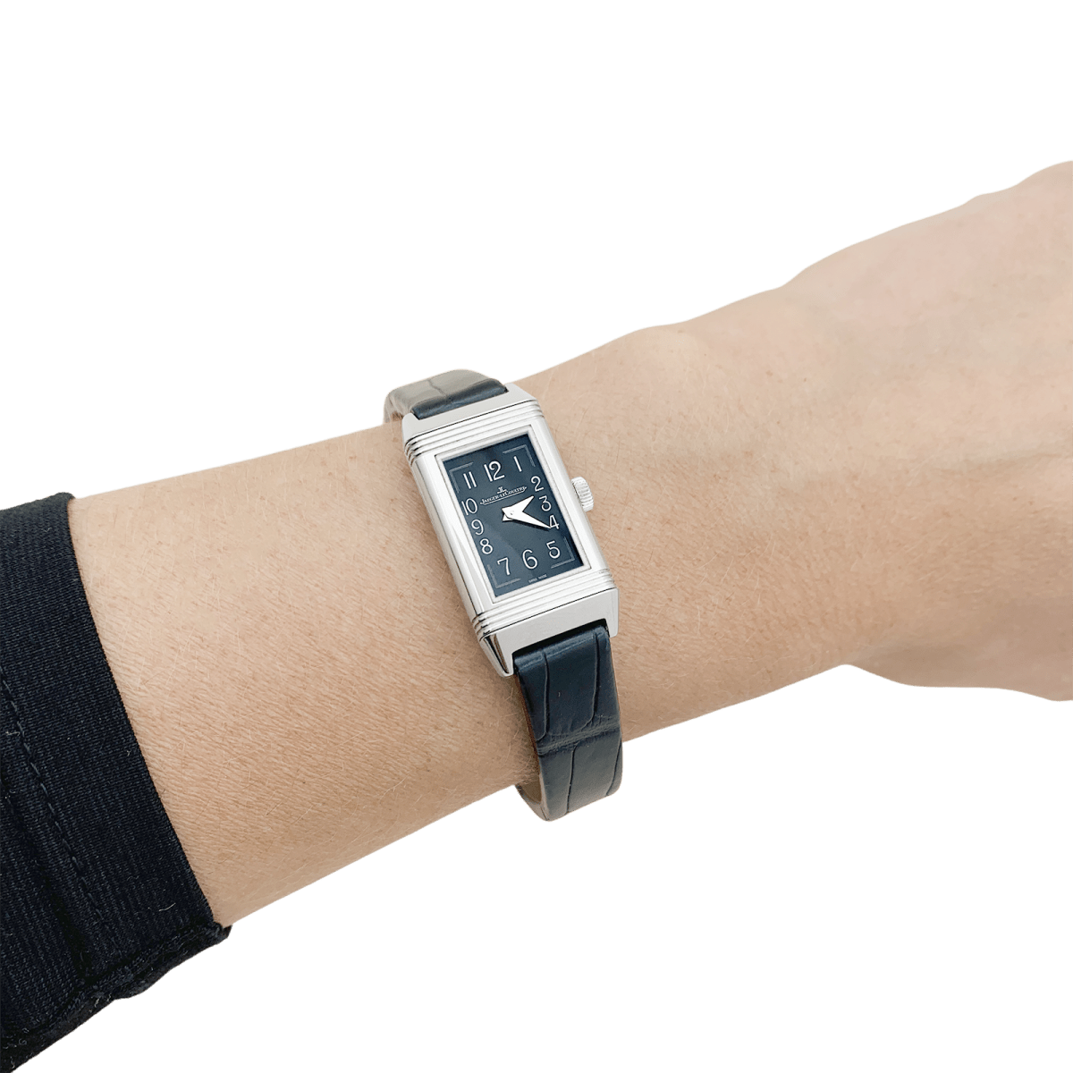 Montre Jaeger Lecoultre, "Reverso Classique", acier, cuir. - Maison Eloe