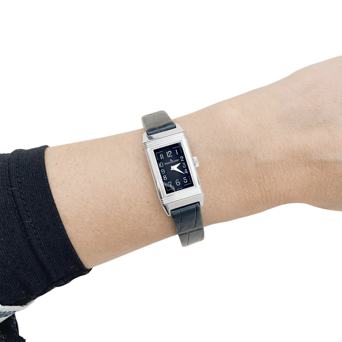 Montre Jaeger Lecoultre, "Reverso Classique", acier, cuir. - Maison Eloe