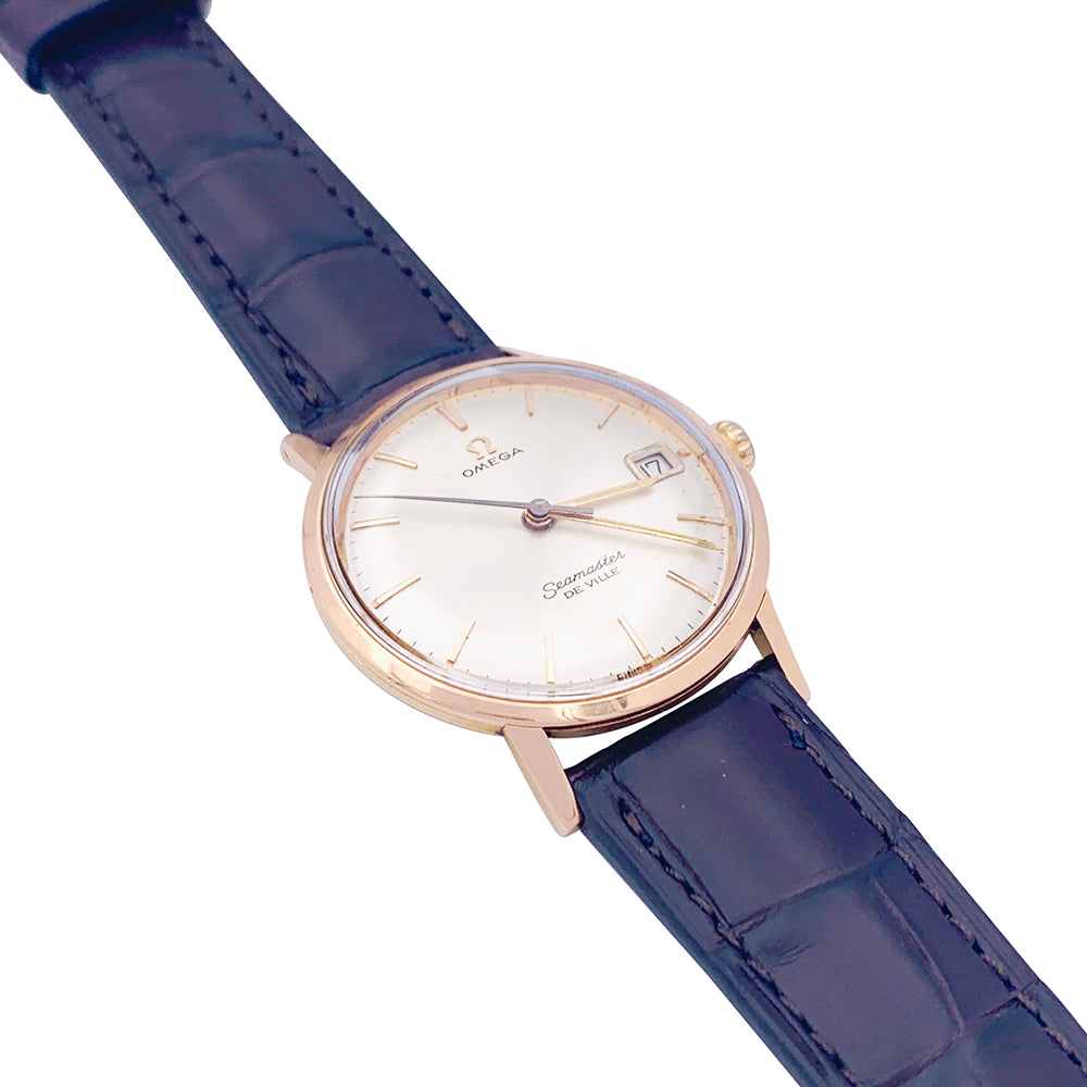 Omega watch, "Seamaster De Ville", rose gold, leather.