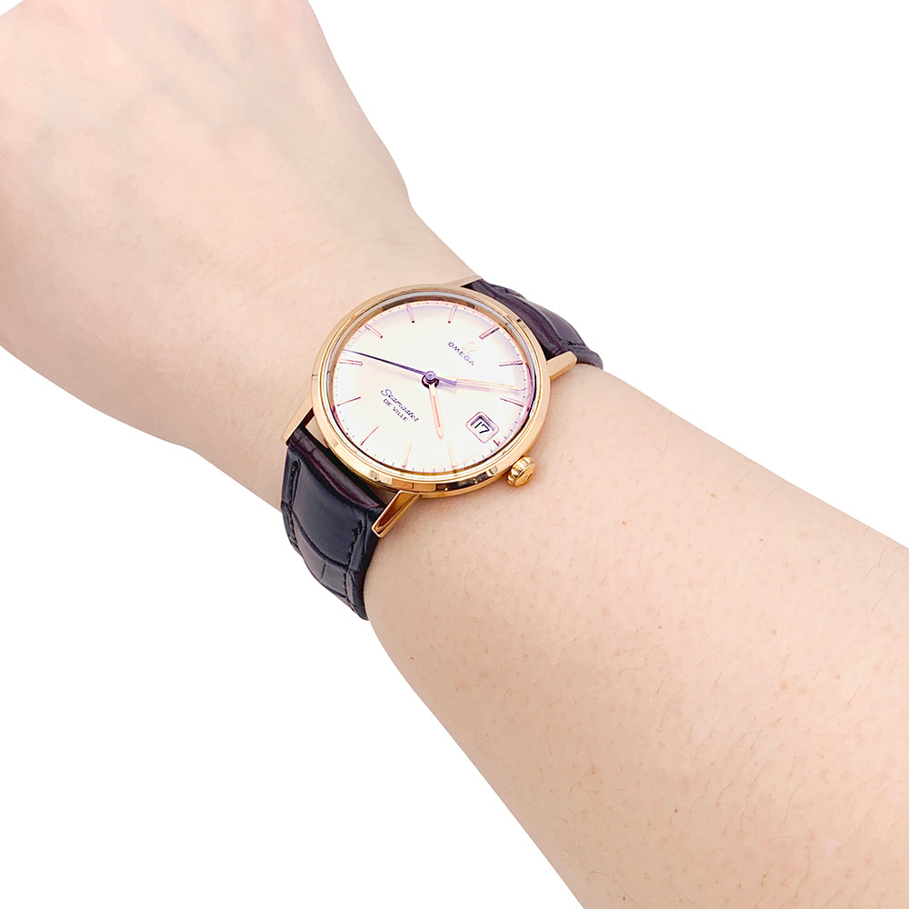 Omega watch, "Seamaster De Ville", rose gold, leather.