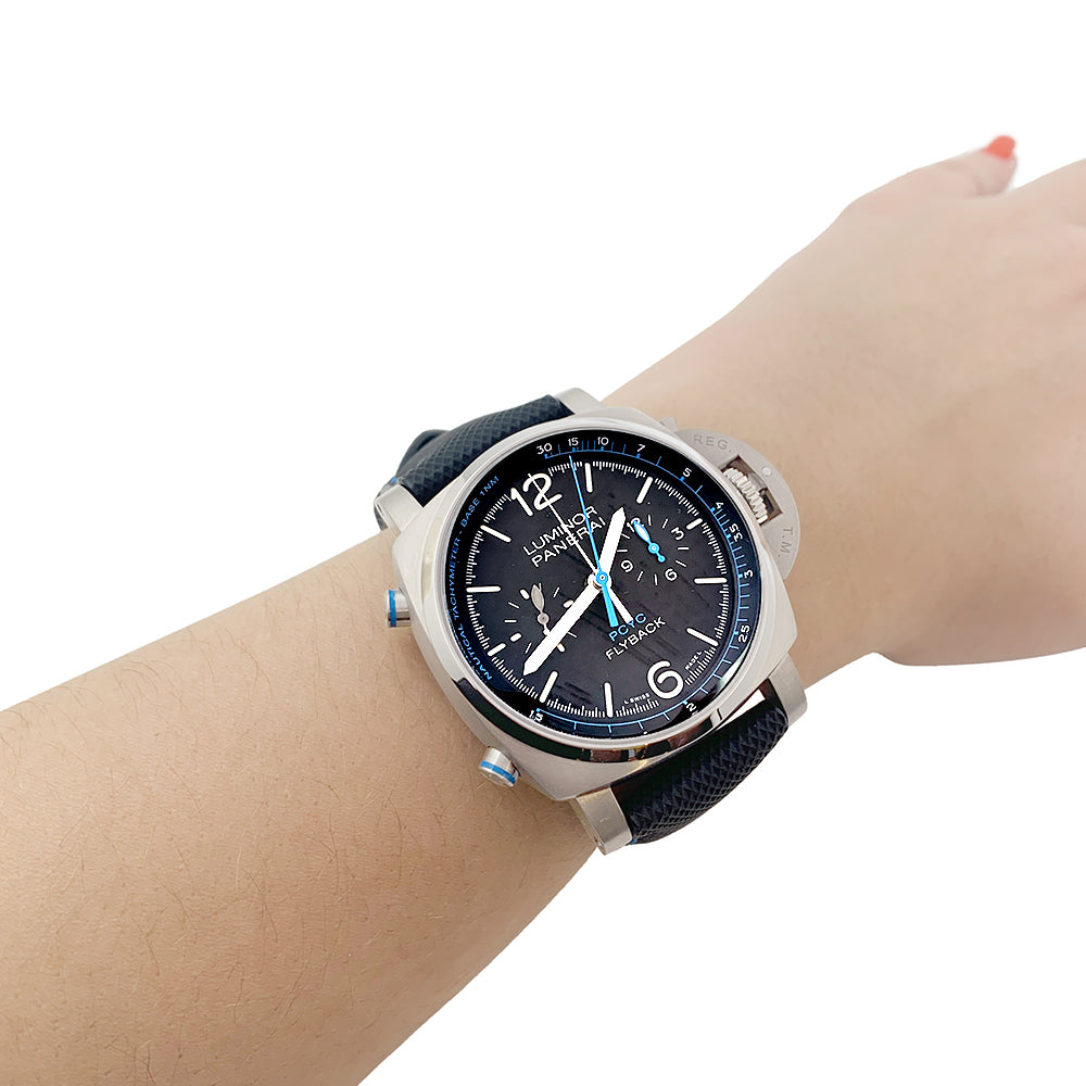 Panerai watch, "Luminor PCYC Flyback", titanium, leather.