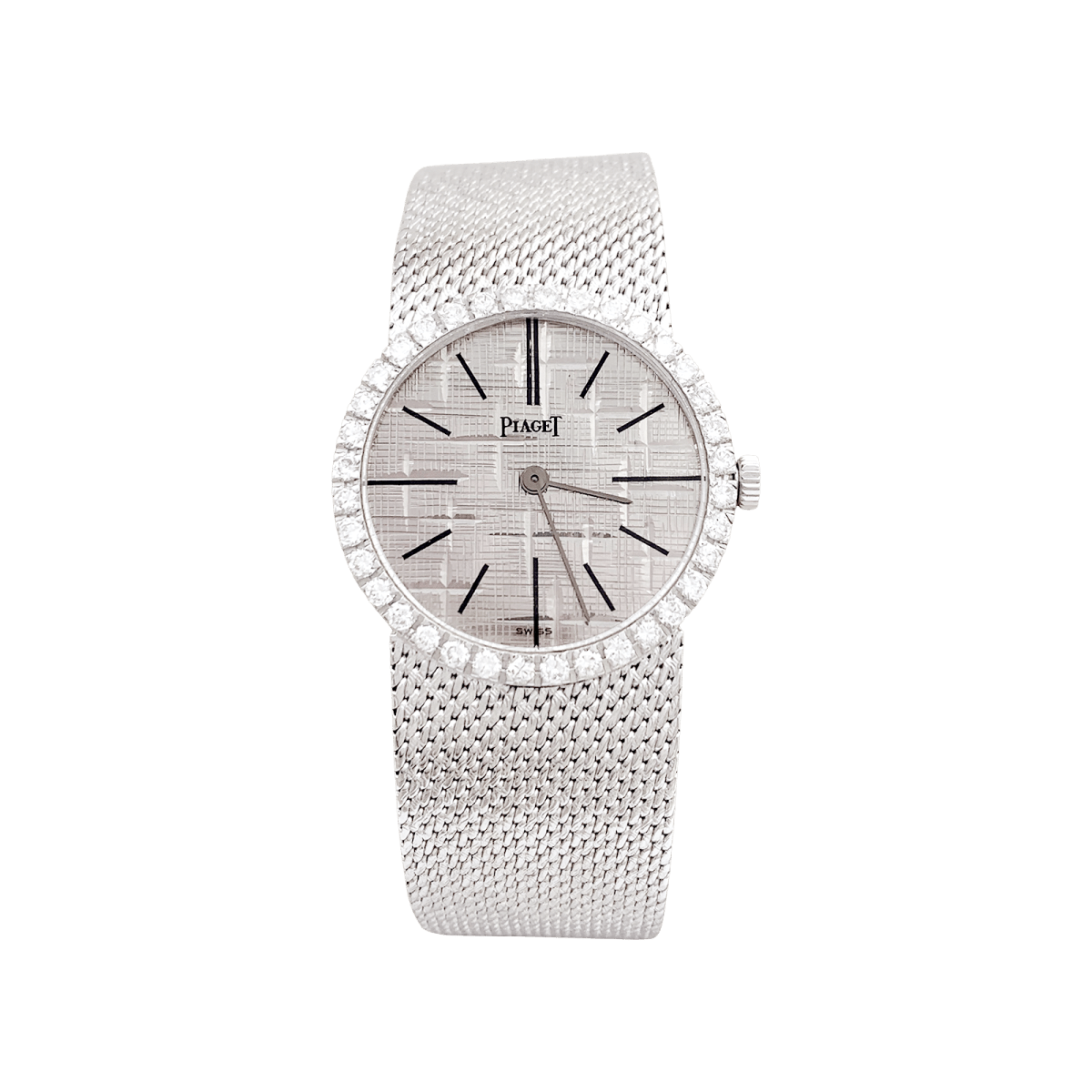 Montre Piaget vintage, or blanc, diamants. - Maison Eloe
