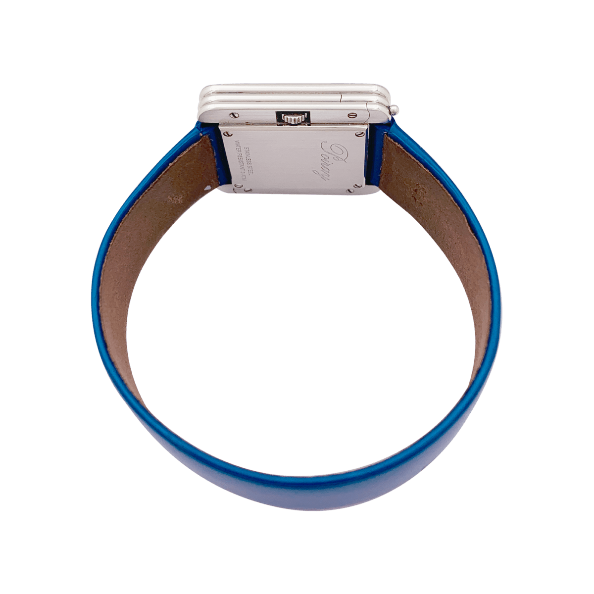 Montre Poiray, "Ma Première", acier et diamants sur cuir. - Maison Eloe