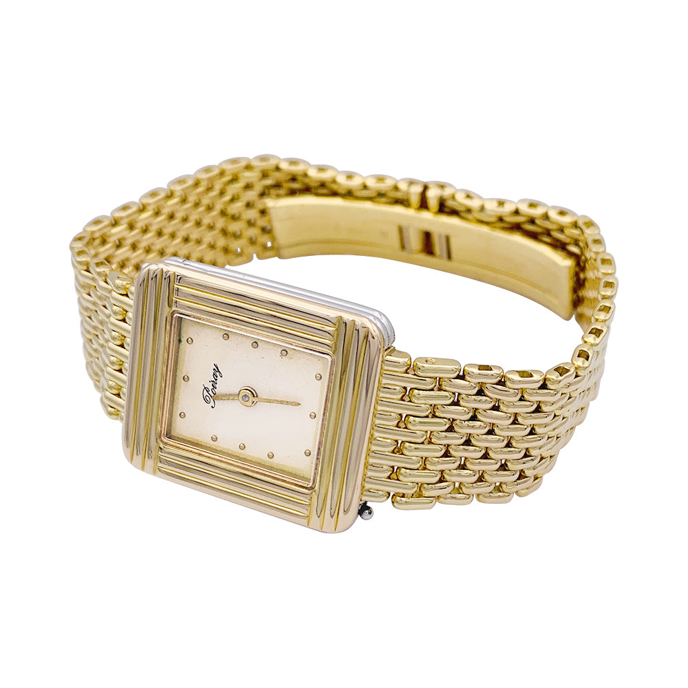 Poiray watch, "Ma Première", yellow gold, gold plated, steel.