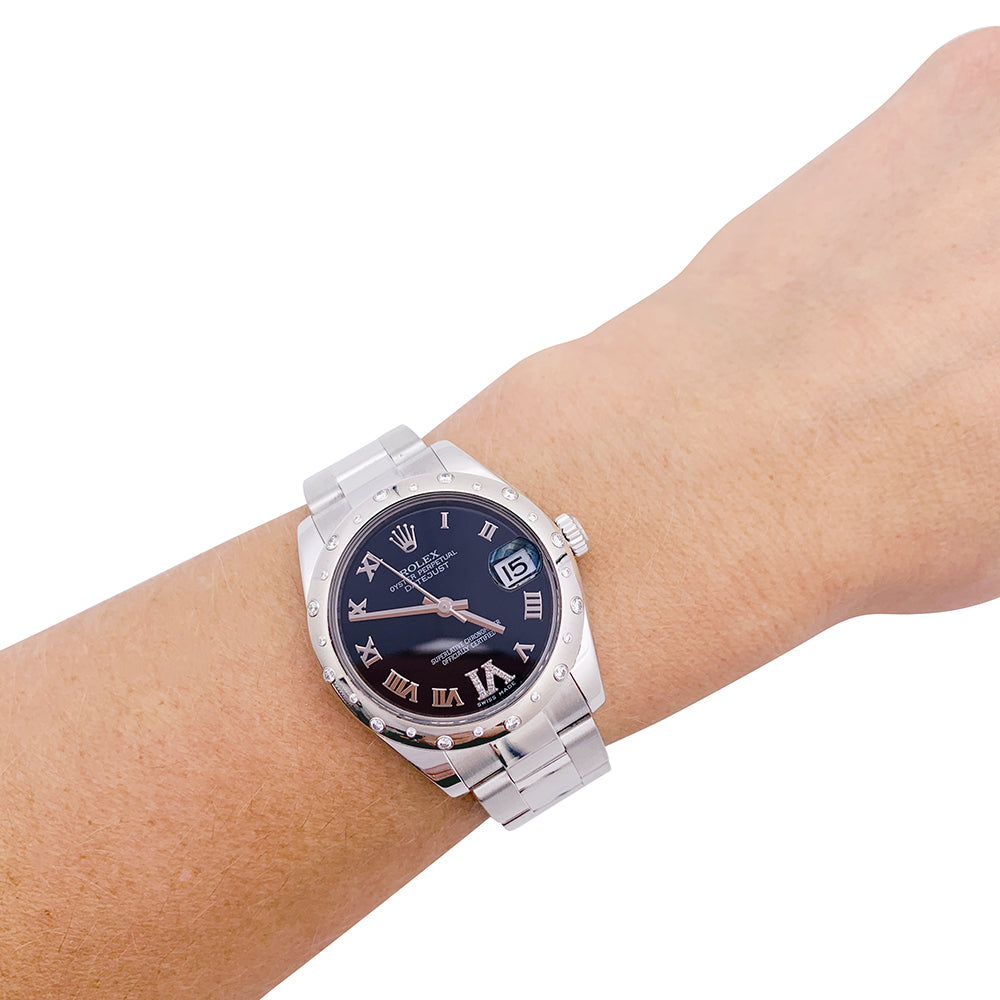 Rolex watch, "Oyster Perpetual Datejust", steel, diamonds.