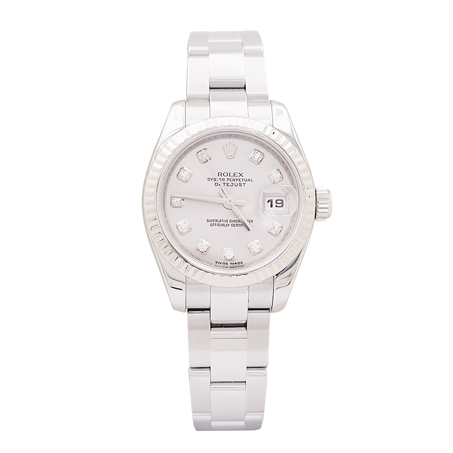 Rolex "Oyster Perpetual- Lady Datejust" steel watch, diamonds.
