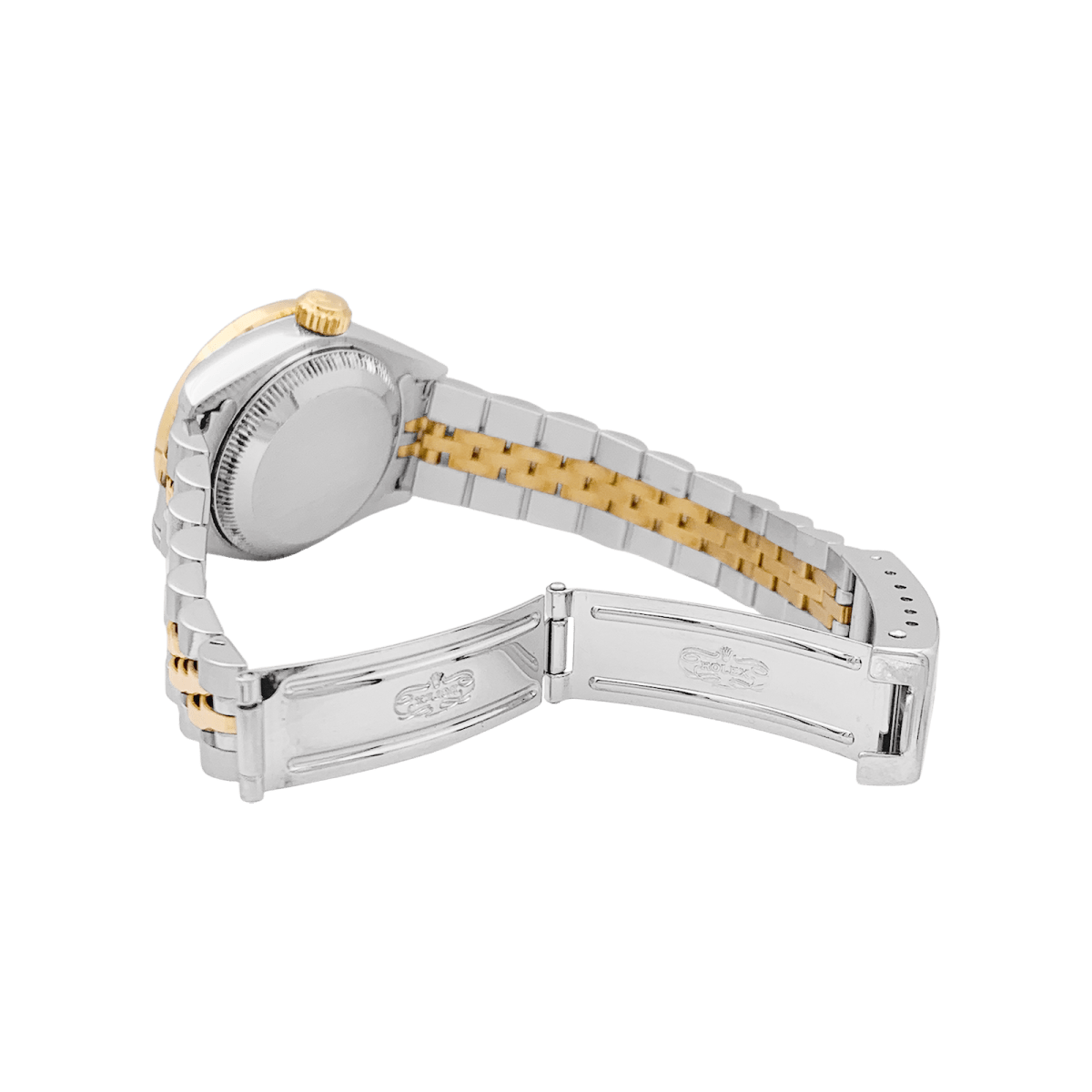 Montre Rolex, "Oyster Perpetual Datejust", or jaune, acier, diamants. - Maison Eloe