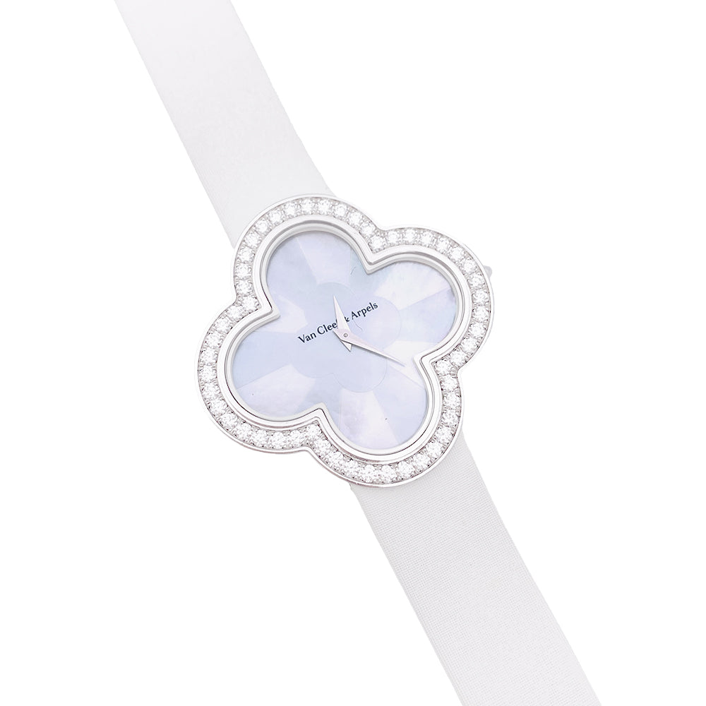 Van Cleef &amp; Arpels watch, "Alhambra", white gold, diamonds.