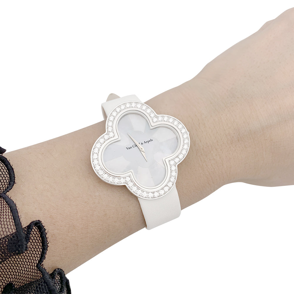 Van Cleef &amp; Arpels watch, "Alhambra", white gold, diamonds.