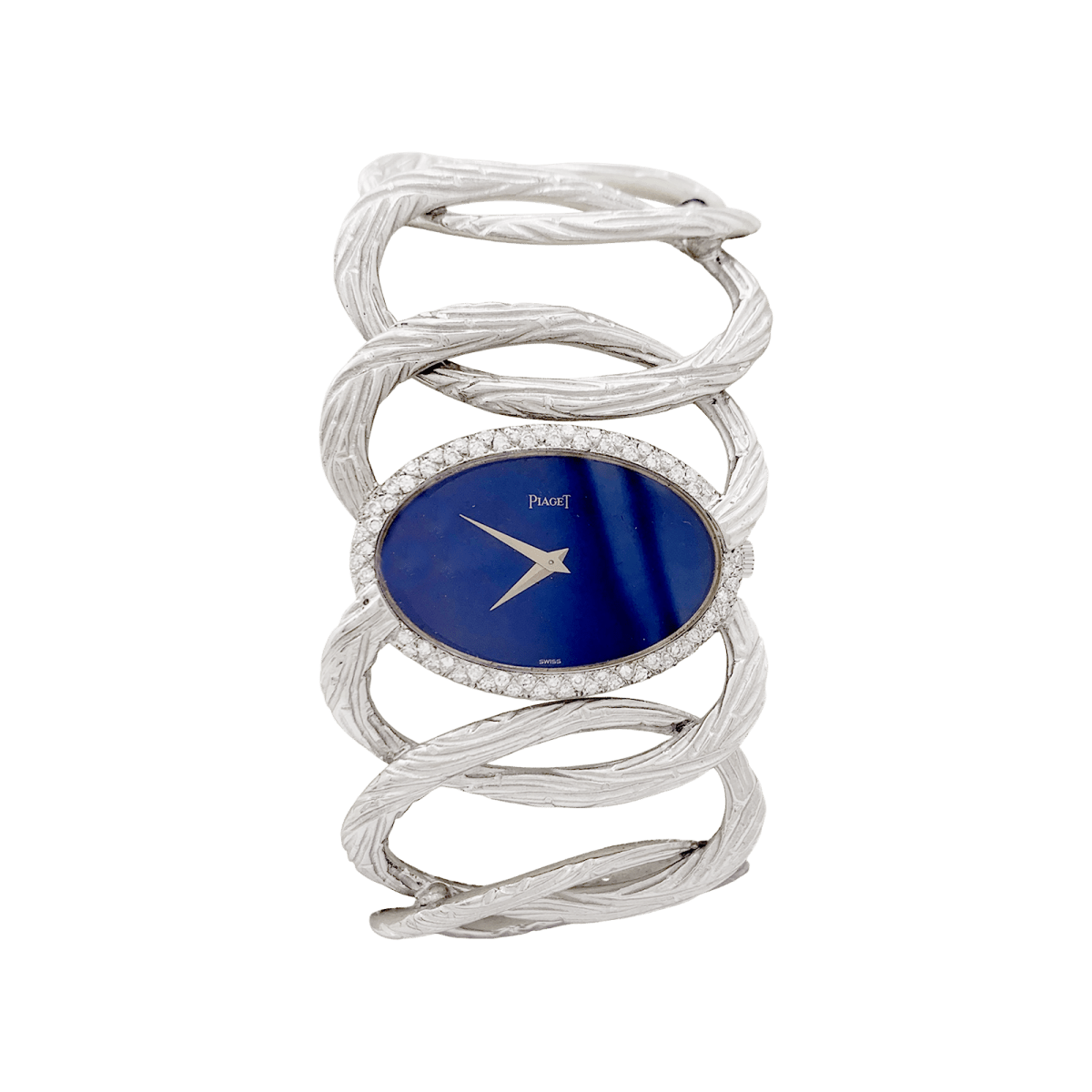 Montre vintage Piaget, "Limelight Magic Hour", or blanc, diamants, lapis lazuli. - Maison Eloe