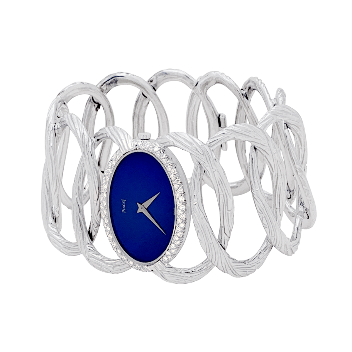 Montre vintage Piaget, "Limelight Magic Hour", or blanc, diamants, lapis lazuli. - Maison Eloe