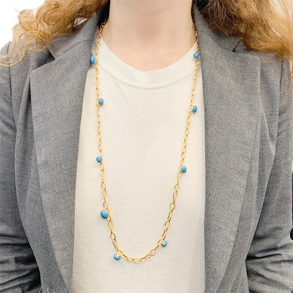 Pomellato necklace, "Capri", rose gold, turquoise ceramic.