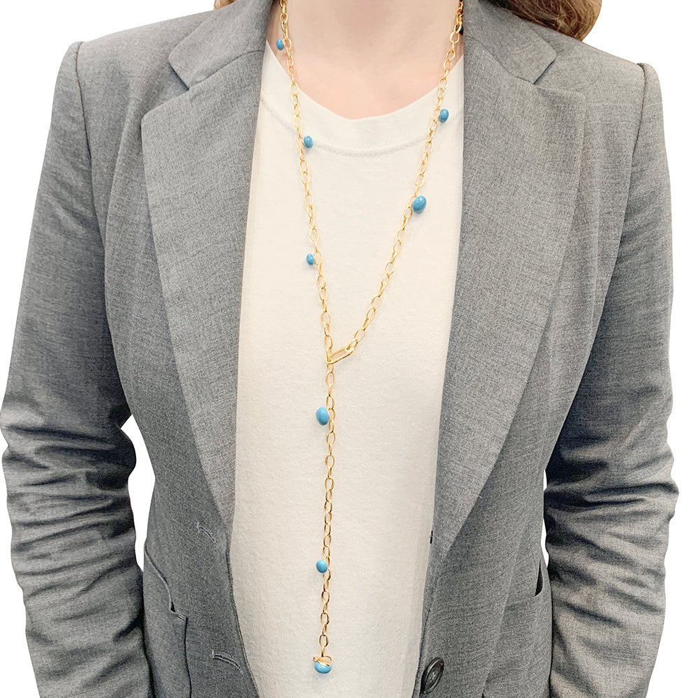 Pomellato necklace, "Capri", rose gold, turquoise ceramic.