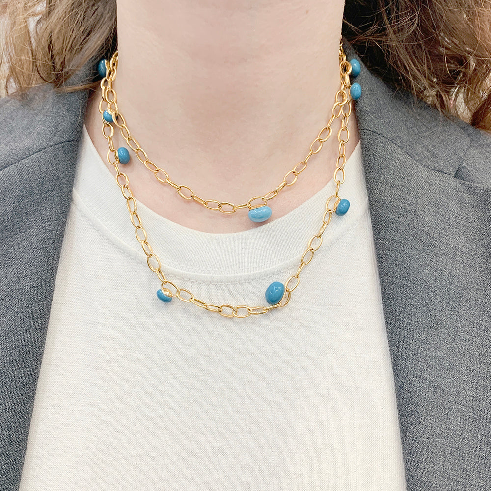 Pomellato necklace, "Capri", rose gold, turquoise ceramic.