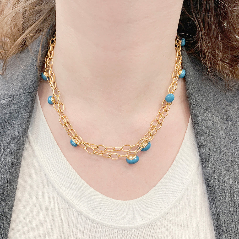 Pomellato necklace, "Capri", rose gold, turquoise ceramic.