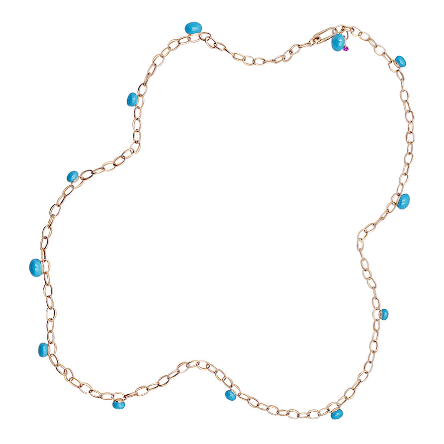 Pomellato necklace, "Capri", rose gold, turquoise ceramic.