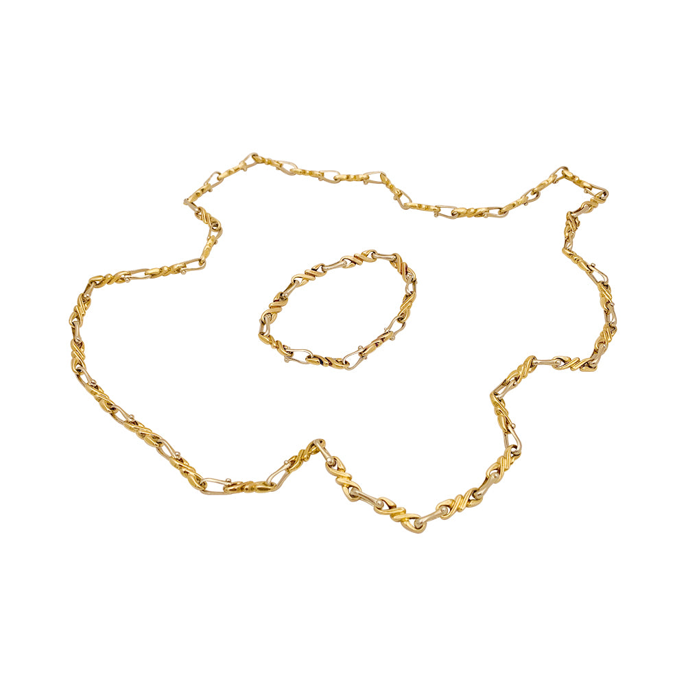 Hermès necklace and bracelet, two golds.