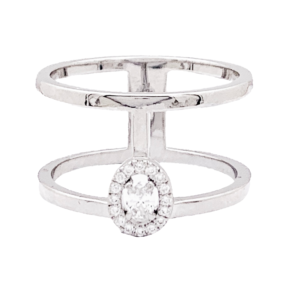 Bague Messika, "Glam'Azone", or blanc, diamants.