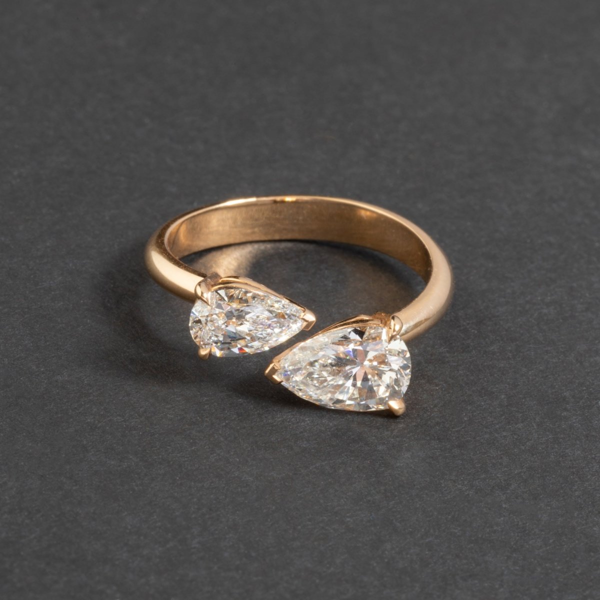 Bague Toi et Moi en or rose et diamants, pièce unique. - Maison Eloe