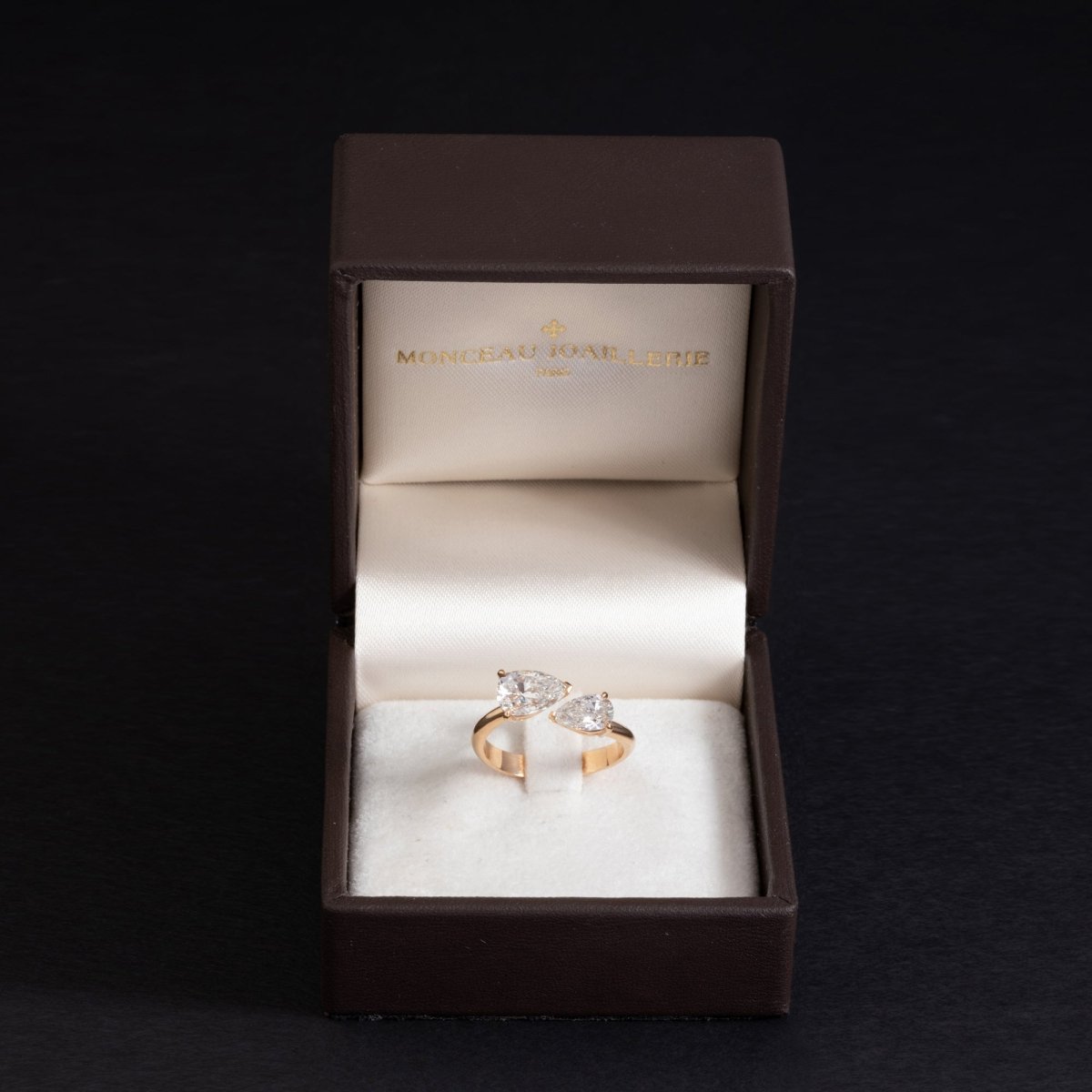 Bague Toi et Moi en or rose et diamants, pièce unique. - Maison Eloe