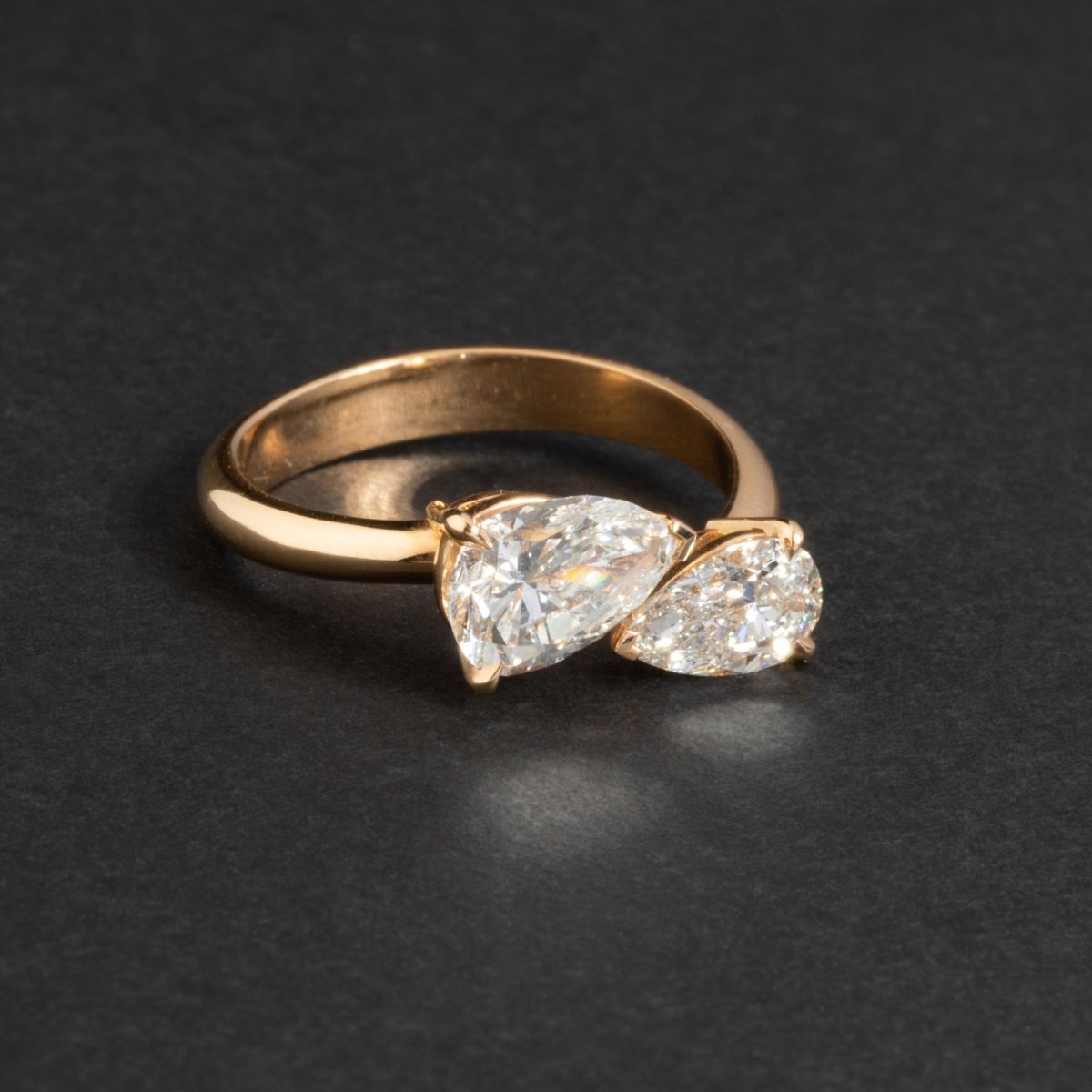 Bague Toi et Moi en or rose et diamants, pièce unique. - Maison Eloe