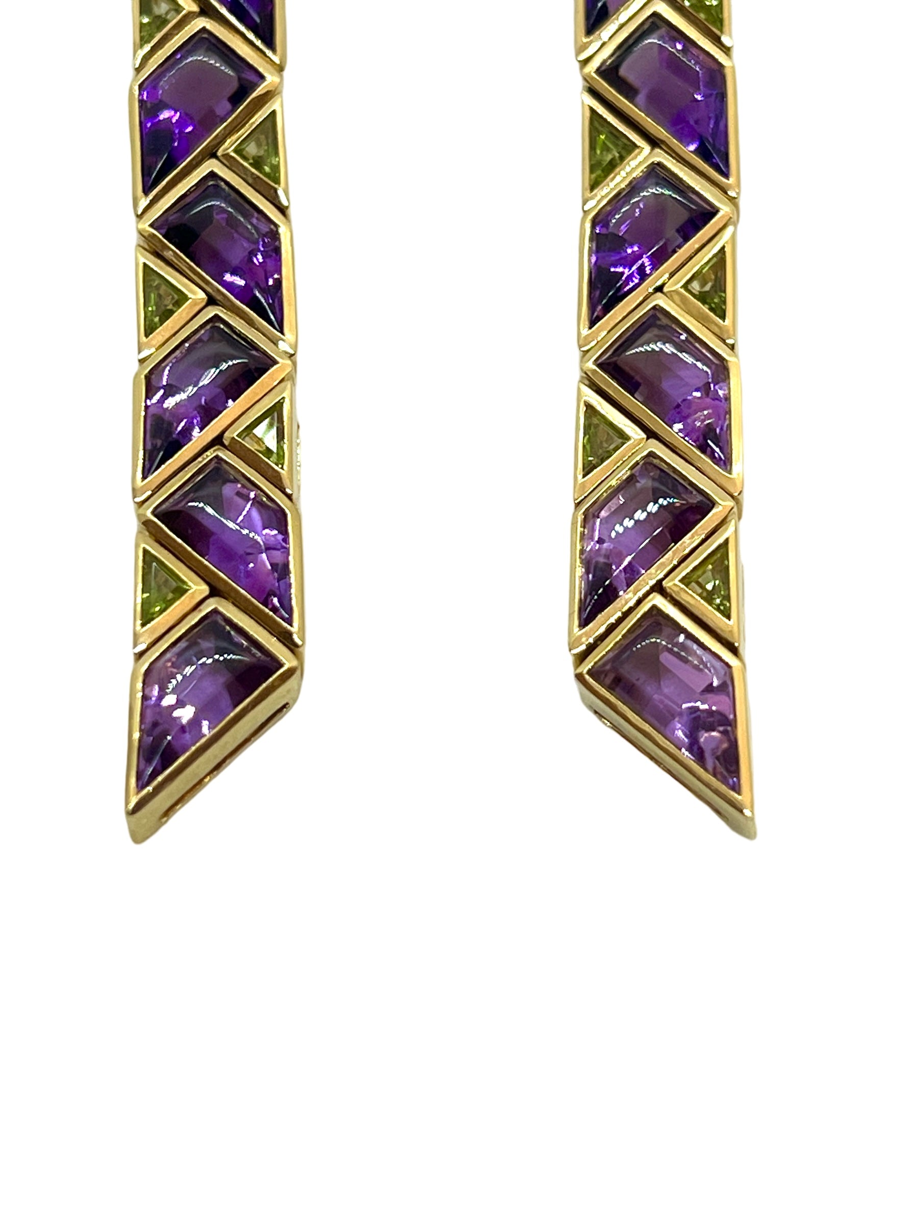 Marina B, Yellow Gold, Amethyst and Peridots Earrings
