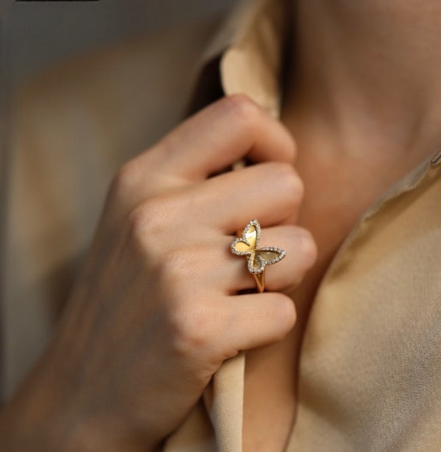 Messika, "Butterfly" ring in 18K rose gold and diamonds