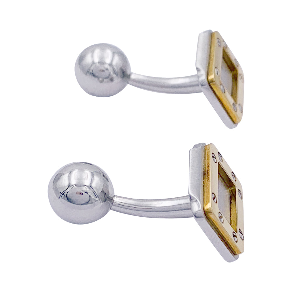 Cartier cufflinks, "Santos Dumont", gold and steel.